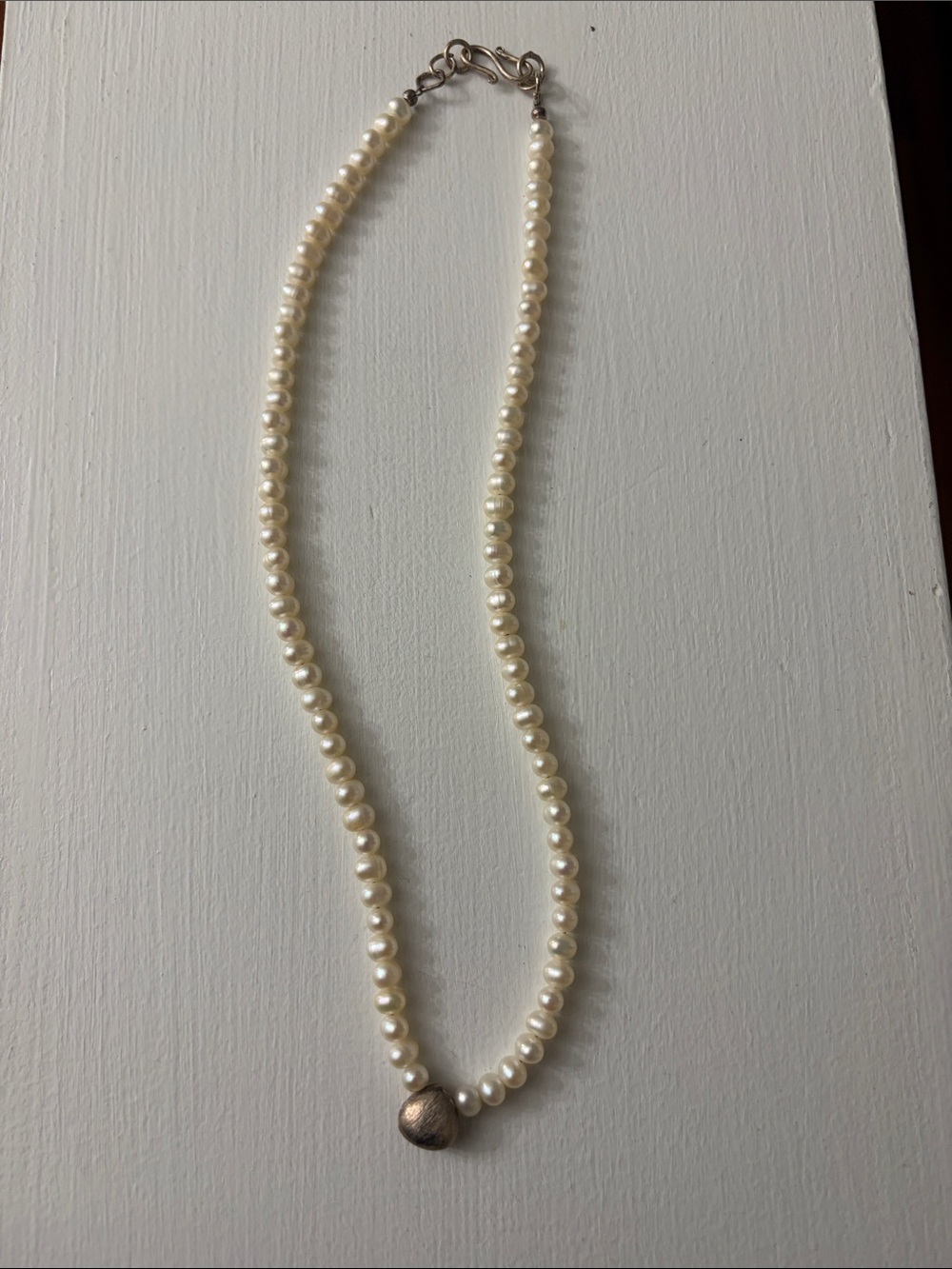 Classic Cream Pearl Necklace with Silver Accent